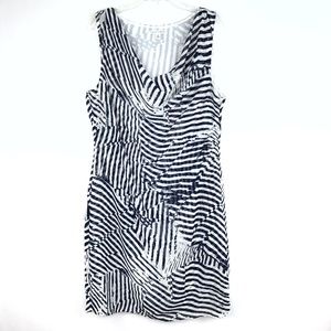 Banana Republic Navy Blue White Stripe Drape Neck Sleeveless Dress Womens Sz 14